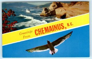 Greetings from CHEMAINUS, B.C. British Columbia Canada ca 1950s Postcard