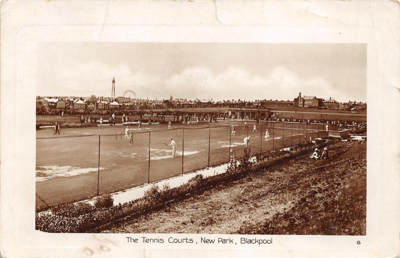 Blackpool England UK~New Park Tennis Courts~Game in Progress~1928 RPPC