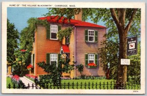 Cambridge Massachusetts 1939 Postcard Home Of The Village Blacksmith