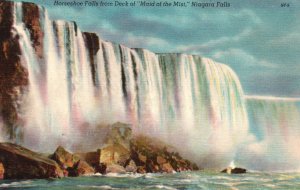 Vintage Postcard 1930's Horseshoe Falls Deck Of Maid Of The Mist Niagara Falls