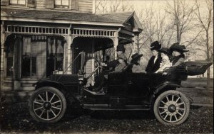 Family Children Kids Early Classic Car c1910 Real Photo Vintage Postcard