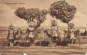 Durban South Africa Rickshaw Boys Vintage Postcard AA70392