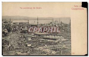 Old Postcard Panoramic View of Constantinople Hi Bazaars