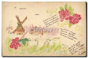 Old Postcard Fancy (drawing hand) Windmill