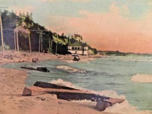 Postcard  Hand Tinted North Beach, Epworth, Ludington, MI.   X1