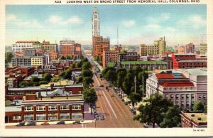 Ohio Columbus Broad Street Looking West From Memorial Hall Curteich