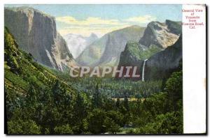 Old Postcard General View Of Yosemite Wawona Road Fro Cal