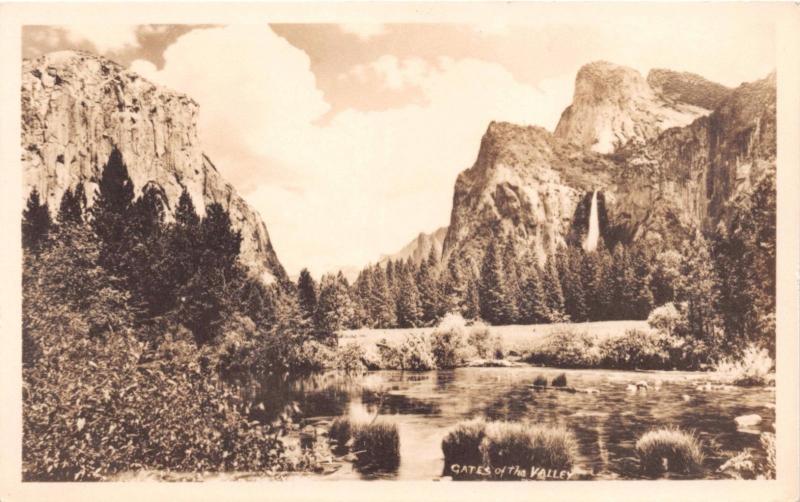 YOSEMITE CALIFORNIA  GATES OF THE VALLEY~REAL PHOTO POSTCARD 1920-30s