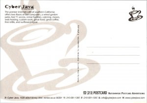 Cyber Java Internet Cafe Venice California Advertising Postcard CD9
