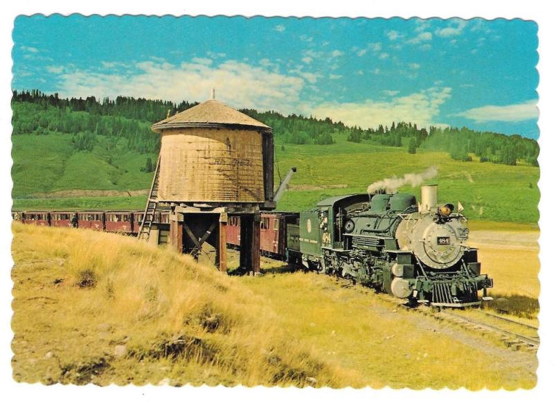 Cumbres & Toltec Steam Engine Water Stop Train RR Postcard