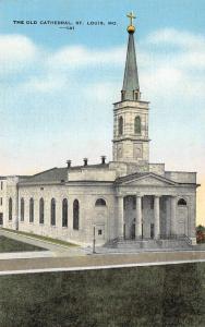 ST LOUIS, MO  Missouri          THE OLD CATHEDRAL         c1940's Linen Postcard