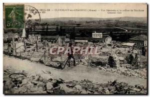 Old Postcard Clermont in Argonne General view and the hill Ste Anne