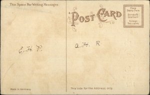 Easter Cute Little Girls w/ Eggs - Woven Silk c1910 Postcard