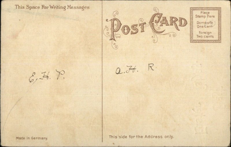 Easter Cute Little Girls w/ Eggs - Woven Silk c1910 Postcard