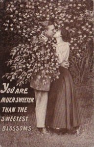 Romantic Couple Kissing You Are More Sweeter The The Sweetest Blossoms 1911