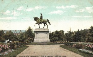Vintage Postcard 1919 Washington Monument Public Garden Boston Massachusetts MA