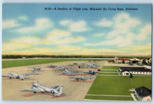 c1940 Maxwell Alabama AL Postcard Section Flight Line Air Force Base Aerial View