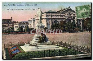 Old Postcard Cannes Statue of & # 39Edouard VII City casino