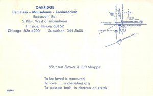 Hillside, IL Illinois  OAKRIDGE CEMETERY Flower~Memorial Shop~Display  INFO CARD