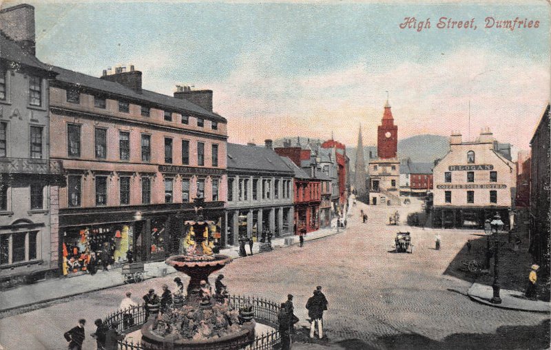 High Street, Dumfries, Scotland, Early Postcard, Used in 1906