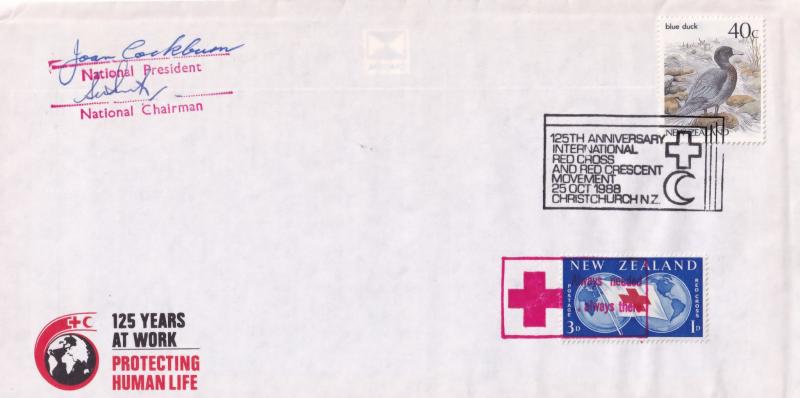 Red Cross Christchurch New Zealand 2x Chairman President Hand Signed FDC