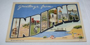 Greetings from Indiana Postcard Curt Teich 9A-H777