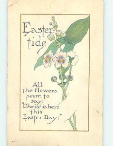 Bent Corner 1916 Easter FLOWERS LOOK LIKE THEY ARE TUCKED INTO POSTCARD o5872