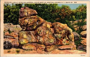 Petrified Gardens, Lion Saratoga Springs NY c1933 Vintage Linen Postcard A73