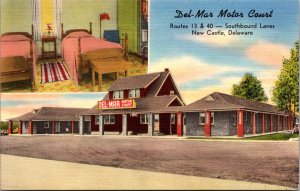 View of Del-Mar Motor Court, Interior, New Castle DE c1955 Vintage Postcard S71