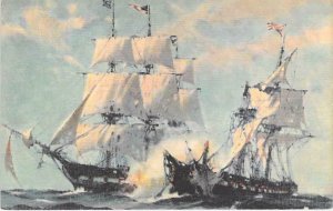 U.S. Navy Frigate Constitution Defeating H.M.S. Java (1812), Vintage Postcard