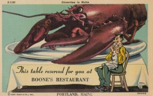 PORTLAND, Maine, 1930-40s; Lobster, Boone's Restaurant