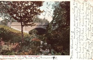 Vintage Postcard 1906 Stone Bridge Lake Park Kenwood Blvd. Milwaukee Wisconsin