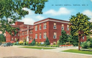 USA St. Savior Hospital Portage Wisconsin Linen Postcard 07.35