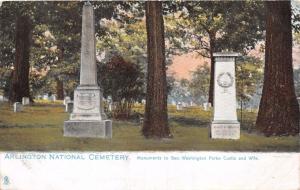 ARLINGTON CEMETERY VA~MONUMENTS~GEO WASHINGTON PARKE CUSTIS & WIFE~TUCK POSTCARD