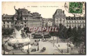 Paris Postcard Old Place de la Republique (lion)
