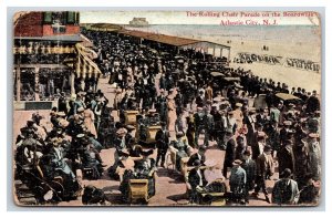 Rolling Chair Parade on Boardwalk Atlantic CIty New Jersey NJ DB Postcard W11