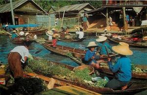 Thailand, Dhonburi, Wad Sai Floating Market, Vegetables  Thai Silpa No. 561