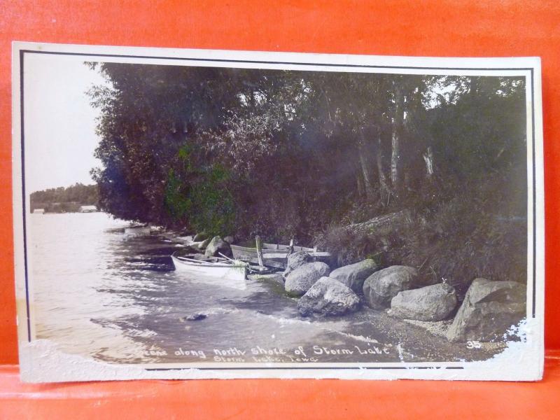 Postcard IA Storm Lake 1910 Scene Along North Shore of Storm Lake RPPC Photo