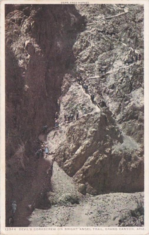 Arizona Grand Canyon Devil's Corkscrew On Bright Angel Trail Fred Harvey Detr...