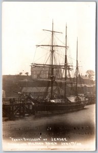 Postcard RPPC c1908 Milford Haven Wales Fanny Breslauer of Jersey Ship Towed