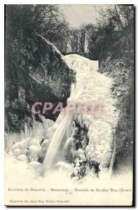 Old Postcard surroundings Grenoble Sassenage Waterfall Chasm Blue Winter