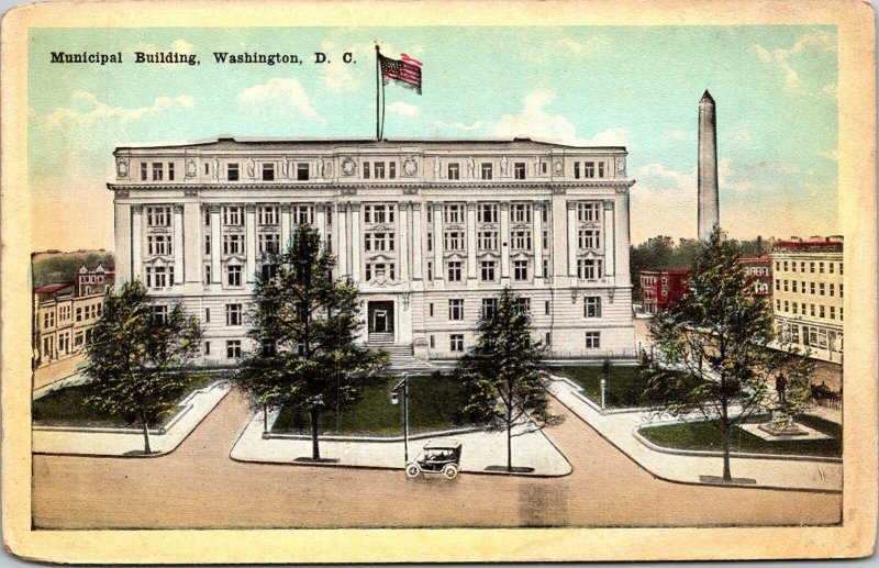 Municipal Building Washington DC Old Car 14th PA Ave WB Postcard VTG UNP Unused 