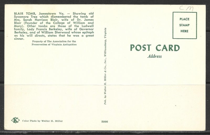 Virginia, Jamestown - Blair Tomb - [VA-239]