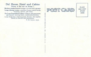 Vintage Postcard 1920's Del Haven Hotel & Cabins North Side Belair Maryland MD