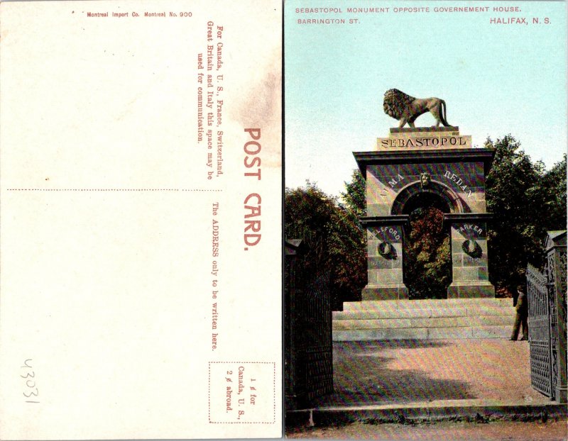 Halifax NS Sebastapol Monument Postcard Unused (43031)