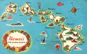 The State of Hawaii Aloha Honolulu Capital Famous Beaches Island HI Postcard