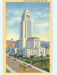 Unused Linen CITY HALL SCENE Los Angeles California CA hs5834