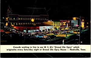 Grand Ole Opry House Nashville Tennessee Tn Plastichrome Night Scene Postcard 