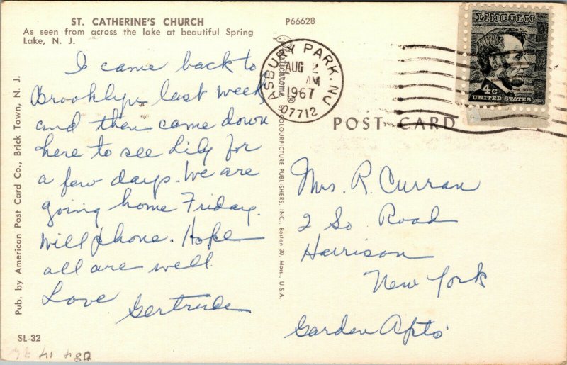 Vtg 1960s St Catherine's Church Spring Lake New Jersey NJ Postcard