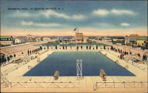 Seaside Heights New Jersey NJ Swimming Pool Linen Vintage Postcard